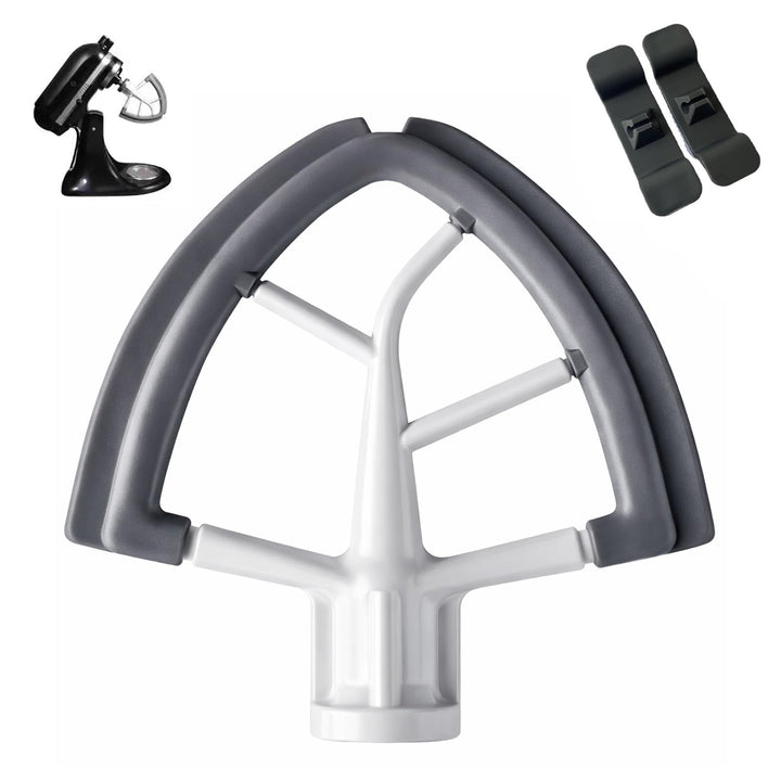 Flex Edge Schlägel für KitchenAid 4.5-5QT, Lebensmittelechter Flachrührer mit Silikon-Kanten & 2 Kab