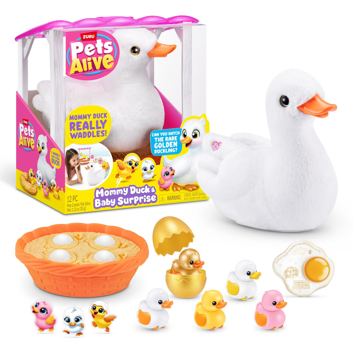 Pets Alive Mama Duck & Baby Surprise von ZURU Fürsorgliches Spielen Überraschung Schlüpfen Interakti