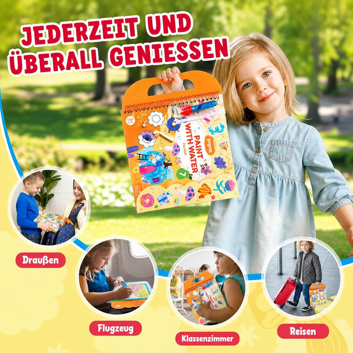 JoyCat Zahlen Aquarell-Reveal-Set, Malen mit Wasser | Wiederverwendbares Malbuch mit 14 Aktivitätsse