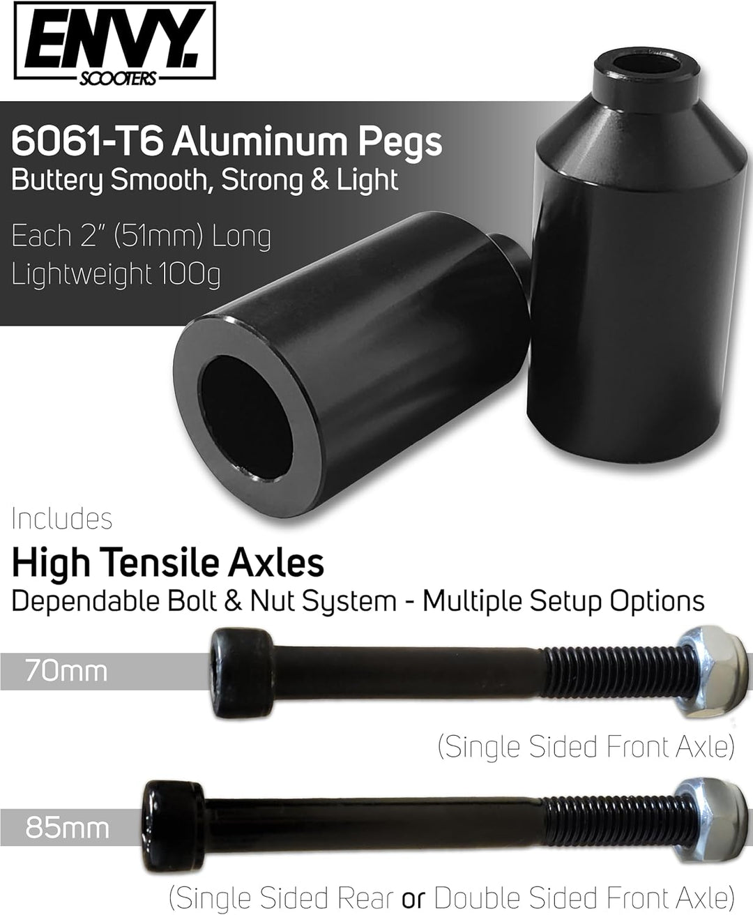 Blunt Stunt Scooter Pegs Alu Schwarz mit Achsen