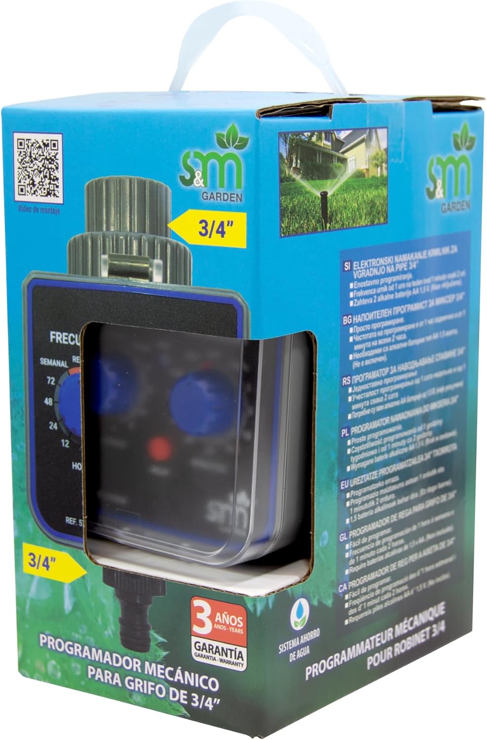 S&M 590054 Wasserhahn-Programmierer mit 1 Ausgang für automatische Bewässerung H-M, Grau/Schwarz, 3/