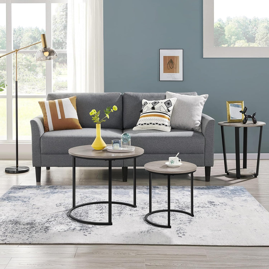 Yaheetech 2er Set Couchtisch Beistelltisch Runder Satztisch Metallgestell Kaffeetisch Wohnzimmertisc