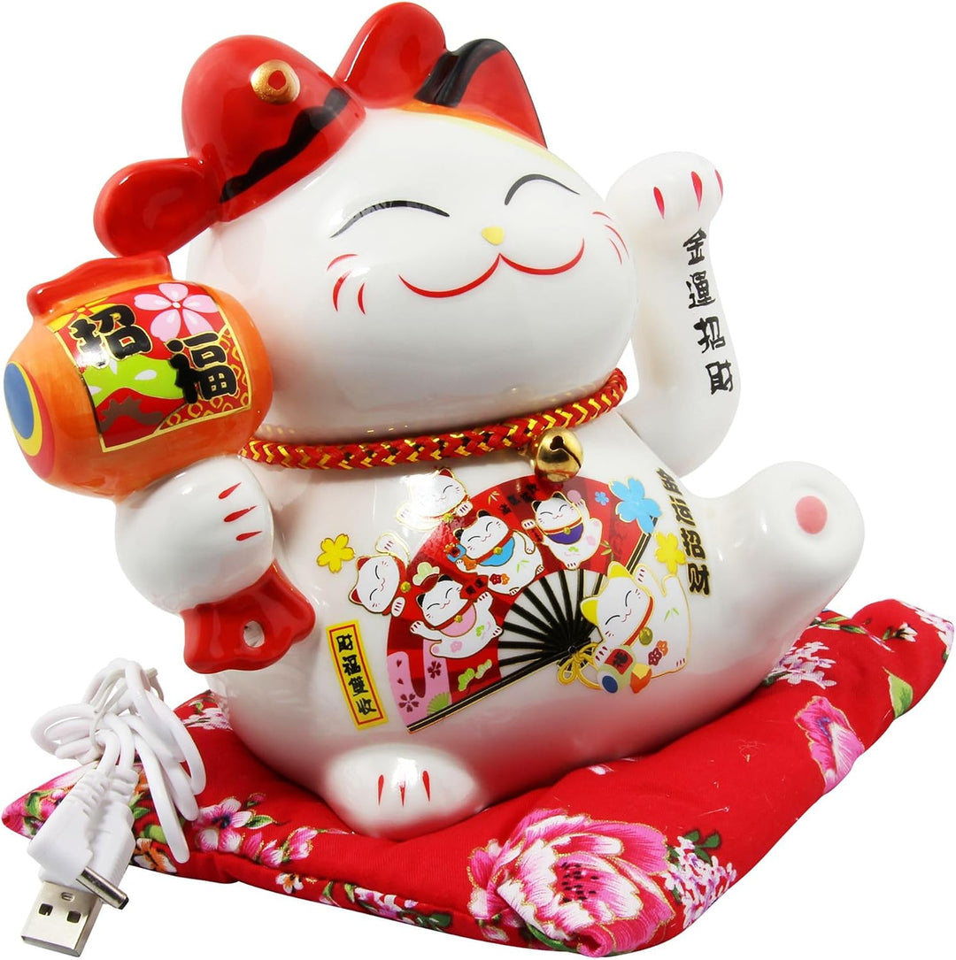 Freak Scene Glückskatze - Maneki-Neko - Winkekatze aus Porzellan 15,5 cm weiss - Maneki Neko 03