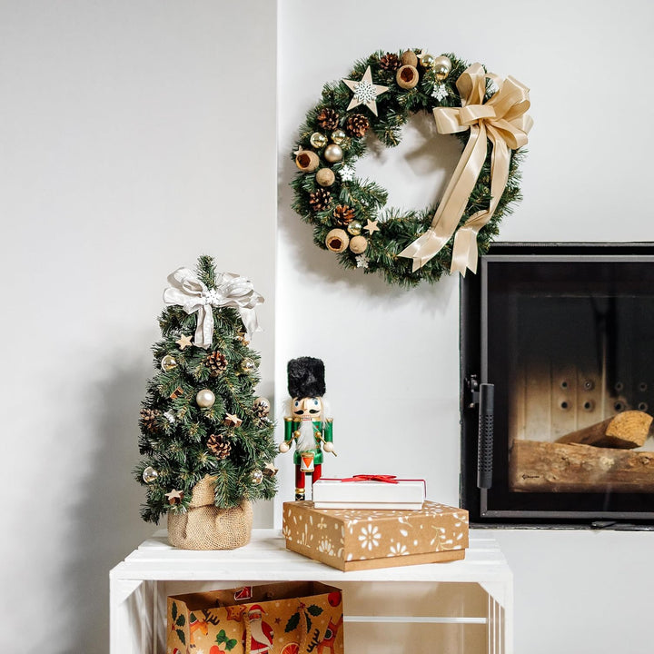 Creative Home Kleiner Weihnachtsbaum Champagner Geschmückt | Höhe 40 cm | Künstlicher Tannenbaum Min