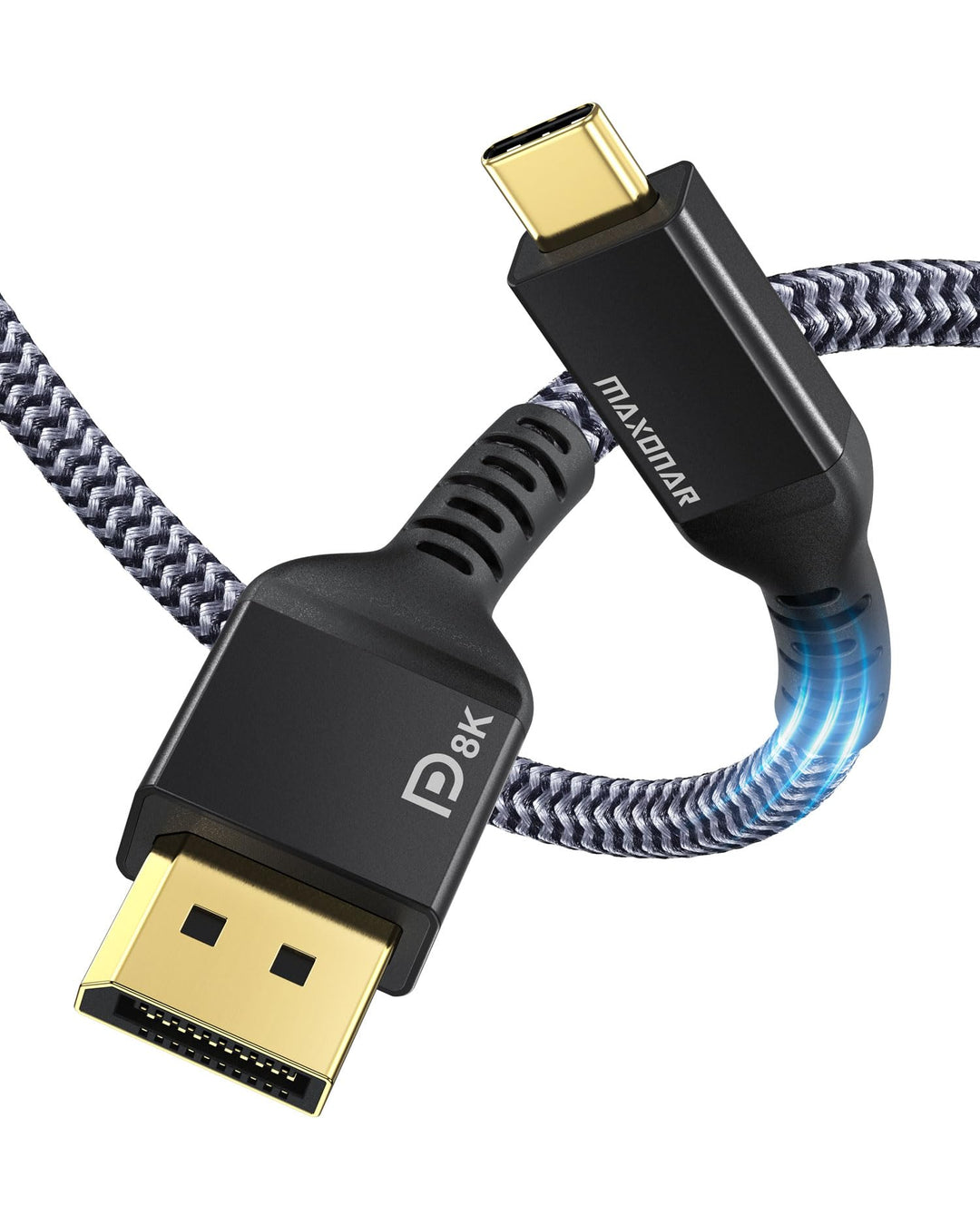 Maxonar [2 Pack USB C DisplayPort Kabel 8K@60Hz 4K@60Hz/144Hz/120Hz 5K@60Hz 2K@240Hz Thunderbolt 3 z