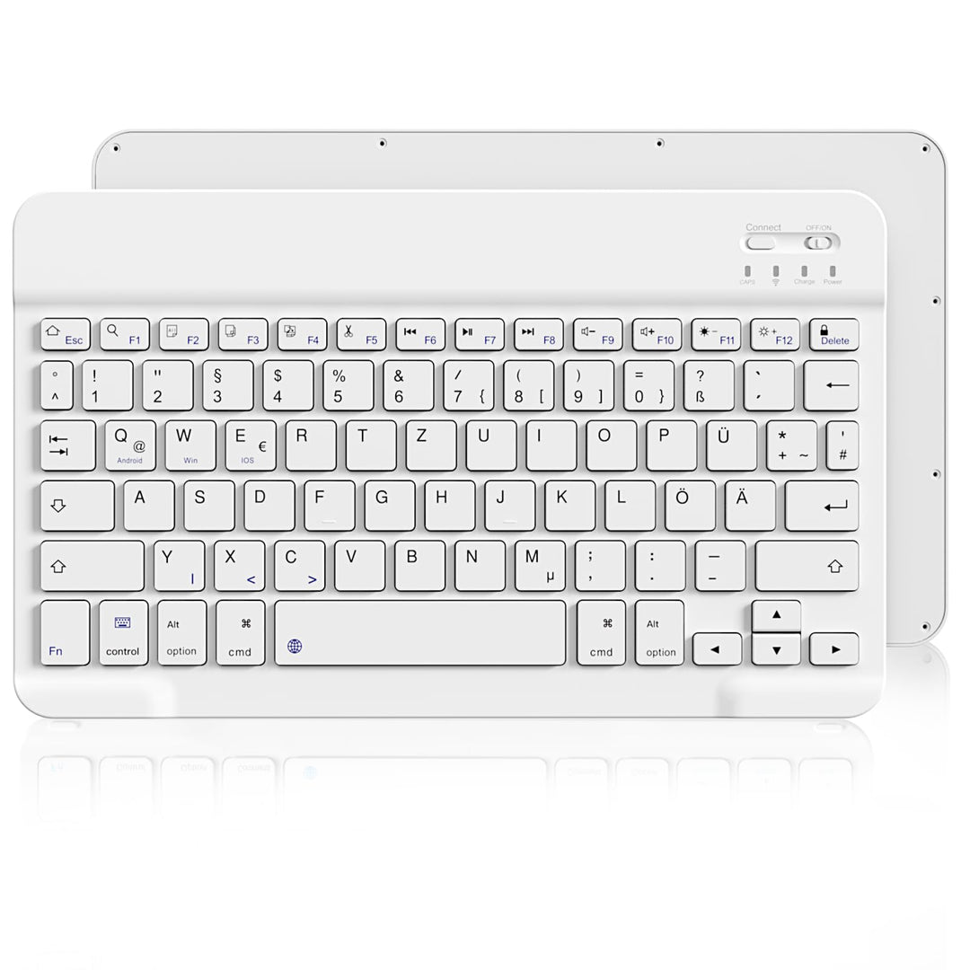 Ultradünn Bluetooth-Tastatur, Wiederaufladbare Kabellose Tastatur, Kompatibel mit iOS, Android, Wind