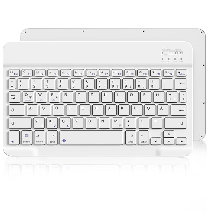 Ultradünn Bluetooth-Tastatur, Wiederaufladbare Kabellose Tastatur, Kompatibel mit iOS, Android, Wind