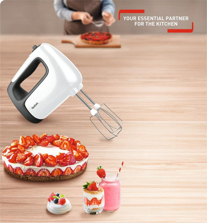Tefal HT4611 Prep'Mix+ Handmixer | 500 Watt | Schiebeknopf mit 5 Geschwindigkeiten + Turbo | inkl. Z