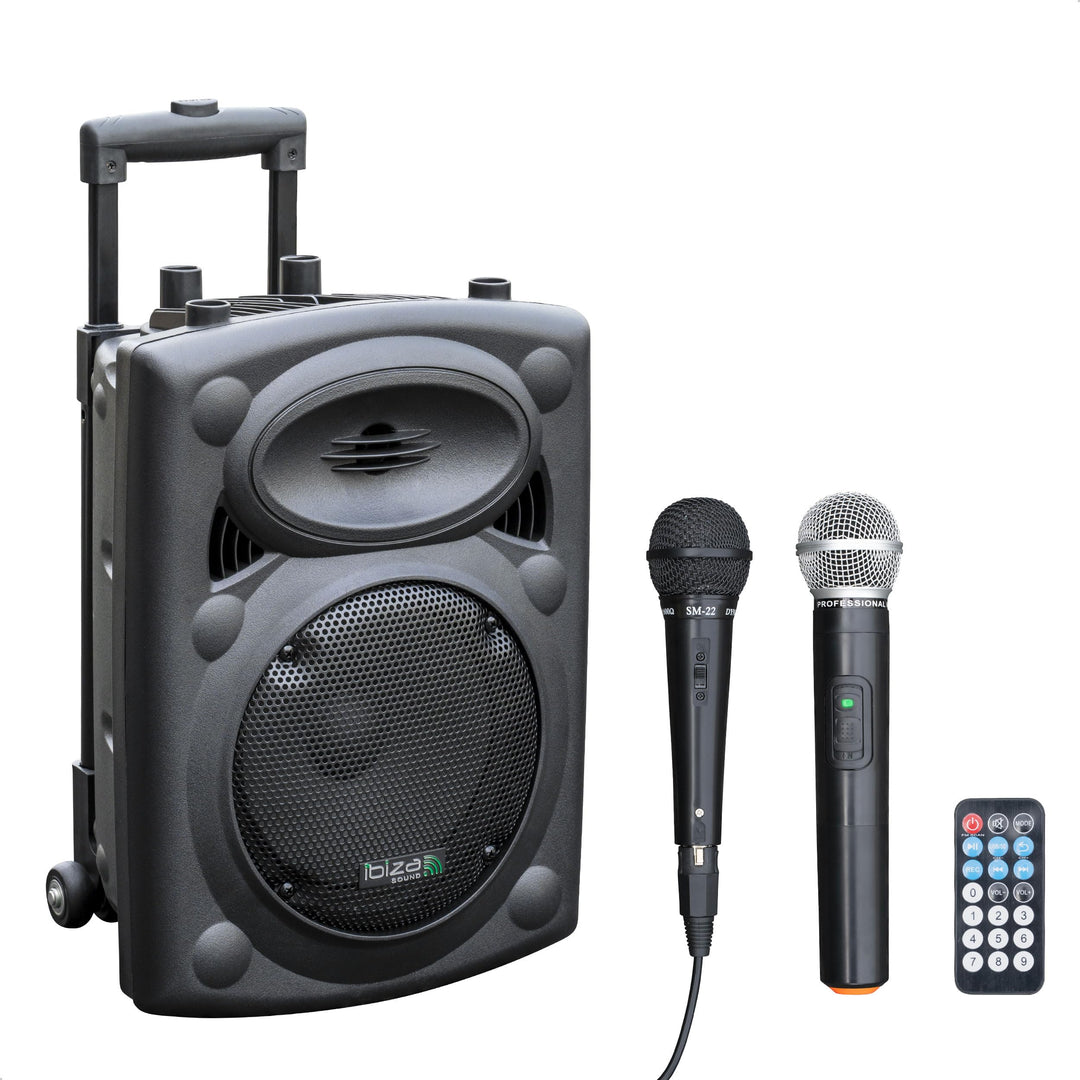 PORT8VHF-BT - Ibiza - Mobile BESCHALLUNGSANLAGE 8”/20CM MIT USB-MP3, BT, Rec, VOX, 1 VHF & 1, 8” VHF