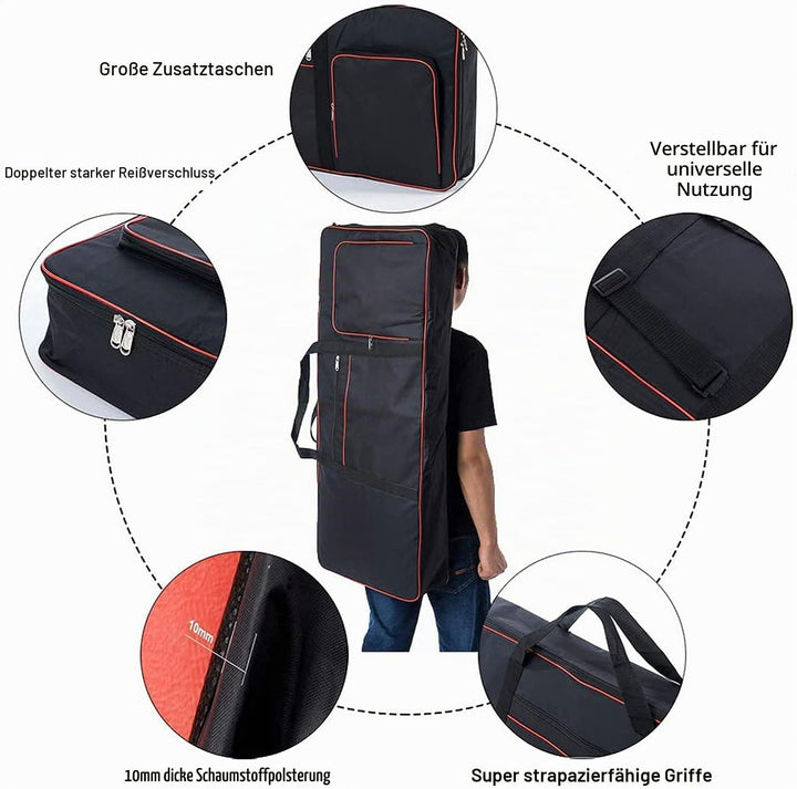 QEES Keyboard-Tasche für 61 Noten, für E-Klaviere, 600D Oxford-Stoff mit 10 mm Startseite, Gigbag (s