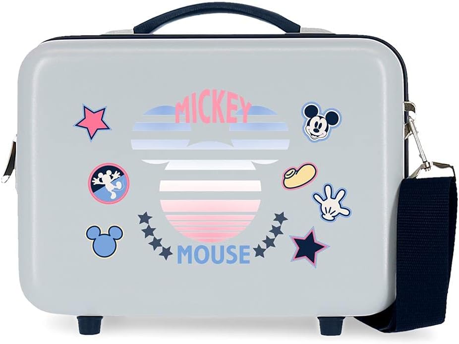 Disney Mickey Denim Kulturbeutel anpassbar mit Umhängetasche, Blau, 29 x 21 x 15 cm, starr, ABS 9,14