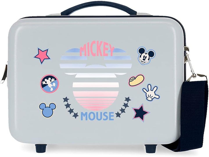 Disney Mickey Denim Kulturbeutel anpassbar mit Umhängetasche, Blau, 29 x 21 x 15 cm, starr, ABS 9,14