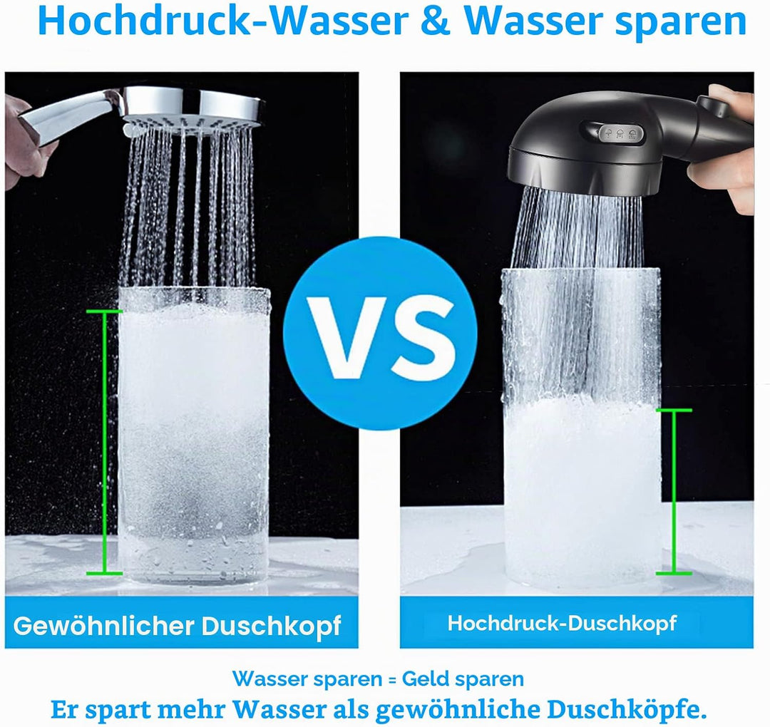 KAIYING Bohrfreier Hochdruck-Handbrause mit An-/Aus-Pausenschalter, 3 Sprühmodi, wassersparender Dus