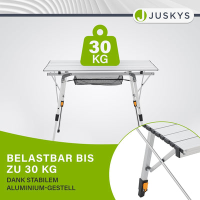 Juskys Campingtisch Picco - Aluminium Tisch 90 x 52 cm leicht, klappbar, höhenverstellbar - Camping,