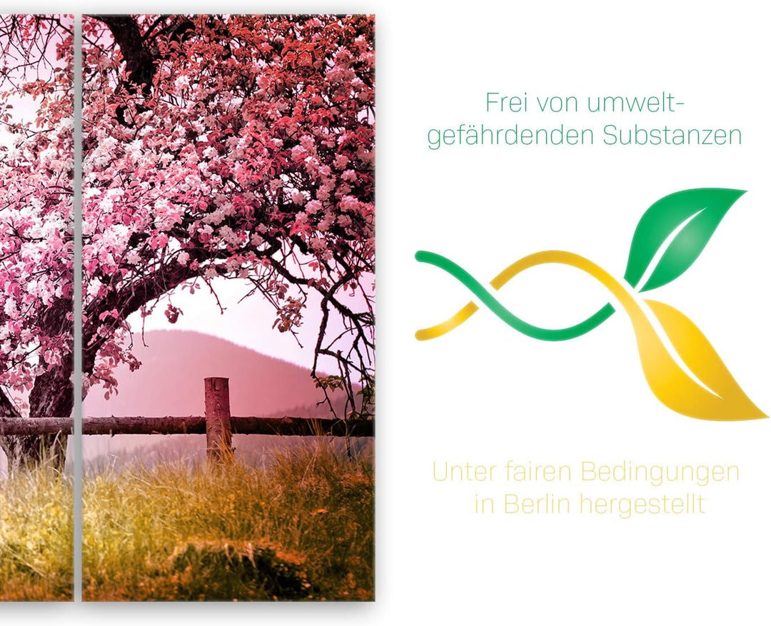 ge Bildet Bild auf Leinwand | Landschaftsbilder Frühlingsbaum A in 90x60 cm mehrteilig als Wandbild