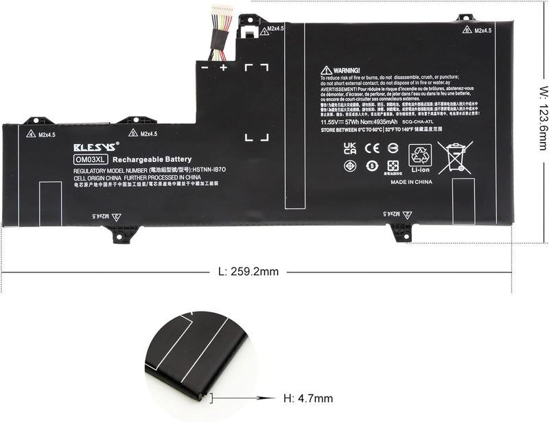 BLESYS OM03XL 863280-855 Laptop Akku für HP EliteBook X360 1030 G2 HSTNN-I04C HSTNN-IB70 863167-171