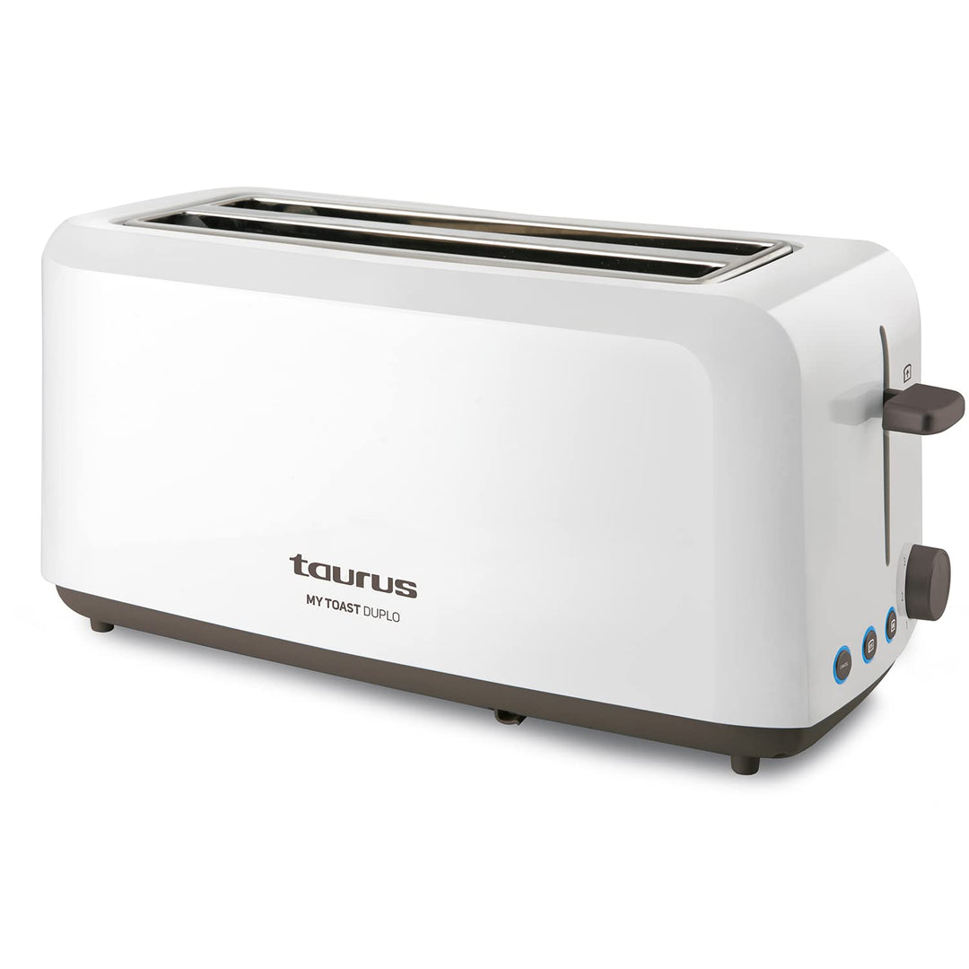 Taurus Toaster | Mytoast Duplo | breite Toastschlitze | 1450W | Stopp-, Wiederaufwärm- und Auftaufun