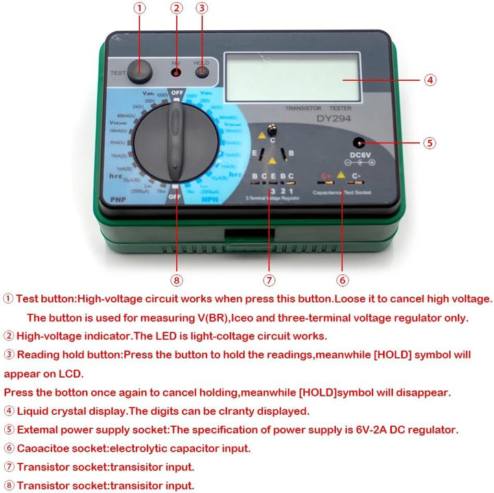 Multifunktions Digital Transistor Analysator Tester, Halbleiter Dioden Triode, umgekehrte Wechselstr