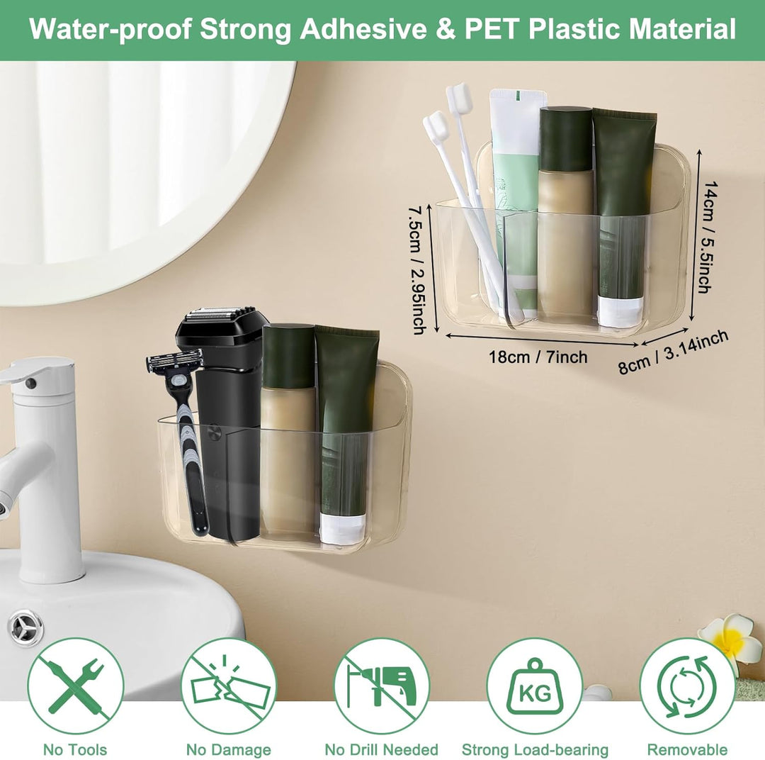 CGBE Duschablage Ohne Bohren, 2 Packs Transparenter Badezimmer Organizer für Wandmontage mit Selbstk