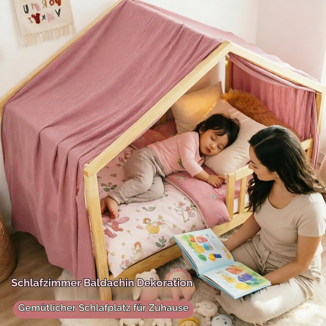 Baldachin aus 100% Baumwolle für Kinderzimmer Betthimmel für Hausbett &amp; Kinderbett Himmelbett Vorhän