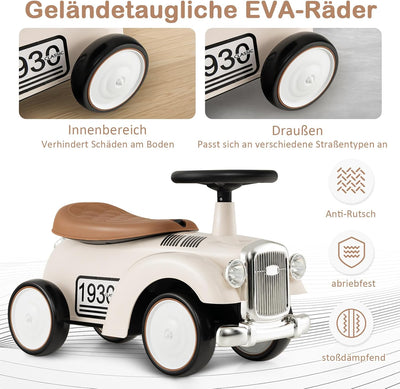 COSTWAY Rutschauto, Rutscherfahrzeug mit Stauraum & Kippschutz, Kinderfahrzeug mit Lenkrad & Sound,