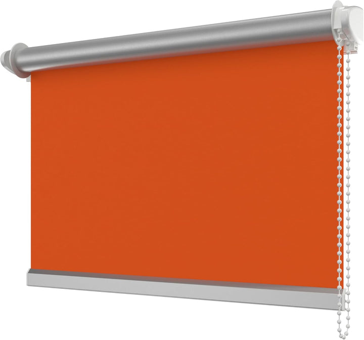 INTERDECO Verdunkelungsrollo/Thermo Rollo, Orange BxH 71 x 215 cm, Klemmfix Rollos ohne Bohren für B