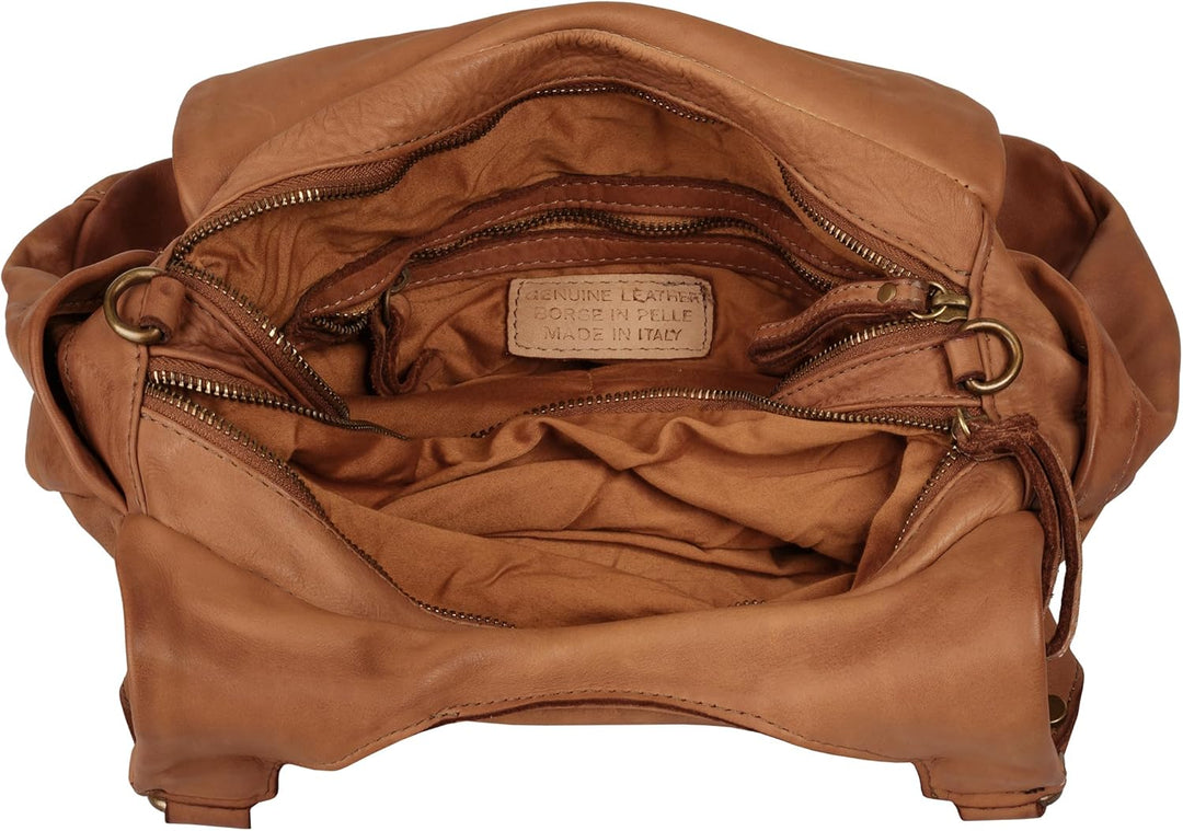Samantha Look Umhängetasche echt Leder Damen | | 021685 Cognac, Cognac