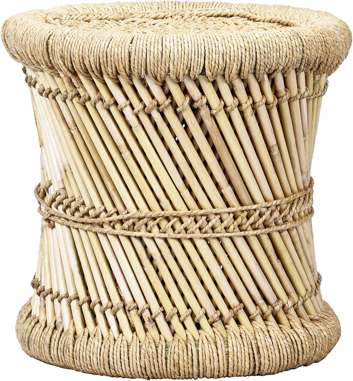 Marrakesch Hocker Beistelltisch aus Bambus Benita ø 36 cm | Ideal im Garten Terrasse und Balkon Beis
