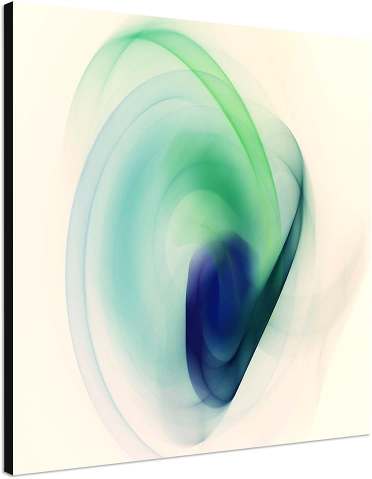 Paul Sinus Art Ruhender Schweif - Abstrakt346_60x60cm Bild auf Leinwand Abstraktes Bild cemweiss grü