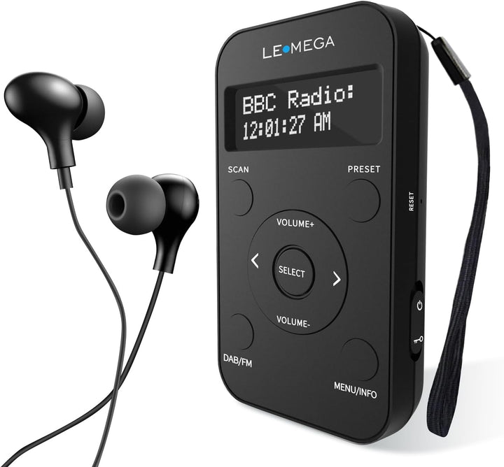 LEMEGA PR1L Taschen-DAB-Radio, FM-Radio, tragbares DAB+-Radio, inkl. Kopfhörer, wiederaufladbare Bat