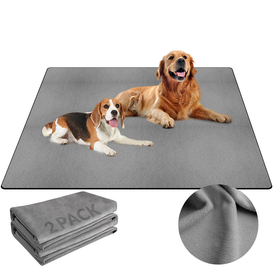 Waschbare Urinierunterlagen für Hunde: 91x 122 cm-Grau-2 Packungen Dicke-Wiederverwendbare Welpenunt