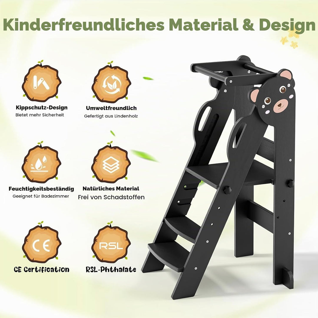 Montessorianischer Klappturm für Kinder, Montessori Learning Tower höhenverstellbar 18 Monate Kinder