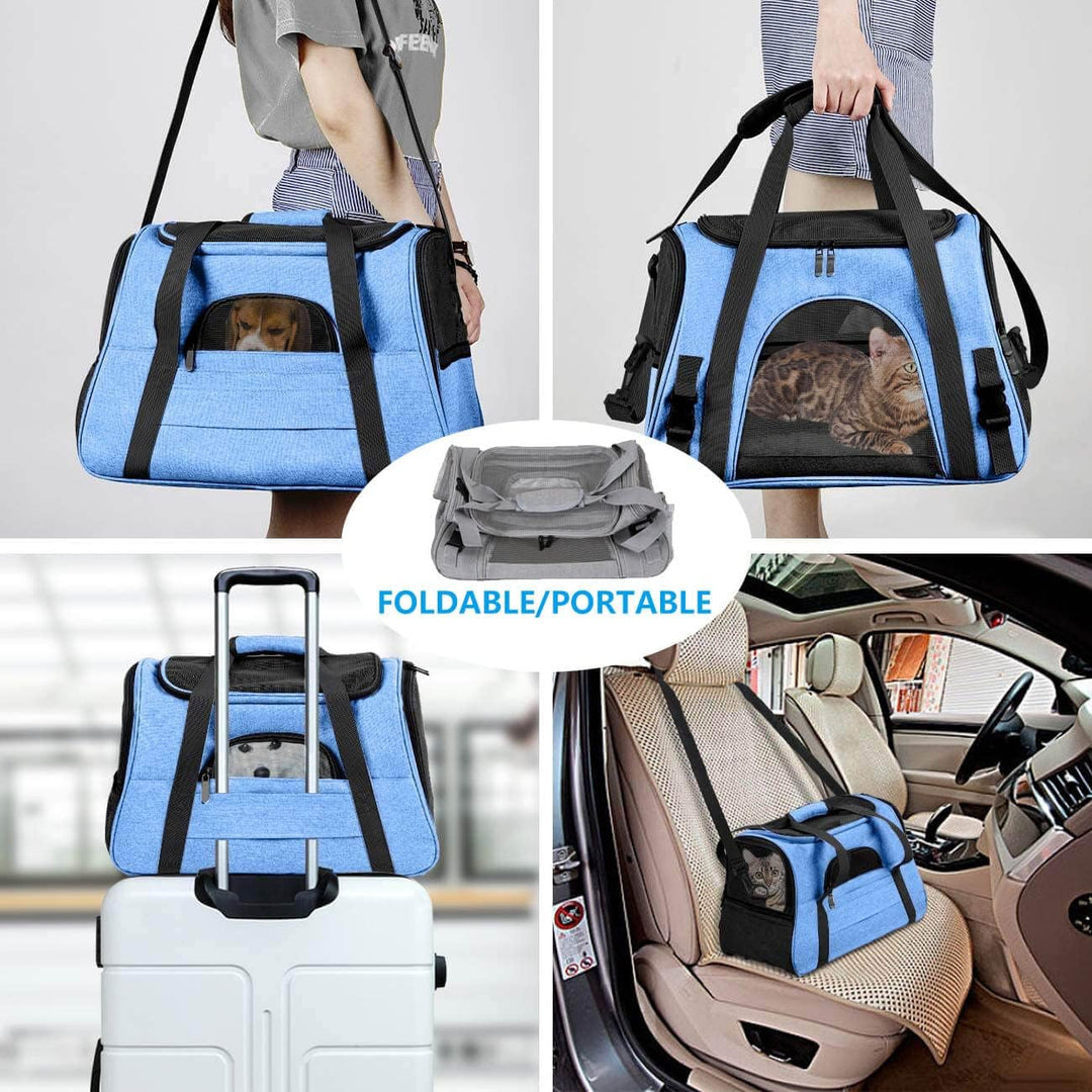 kleine Hunde Transportbox,transportbox Katze, Atmungsaktive und Faltbare Hundebox mit Verstellbarem,