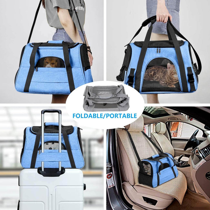 kleine Hunde Transportbox,transportbox Katze, Atmungsaktive und Faltbare Hundebox mit Verstellbarem,