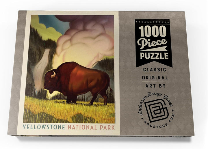 Yellowstone National Park: Art Deco Bison, Vintage Poster - Premium 1000 Teile Puzzle - MyPuzzle Son