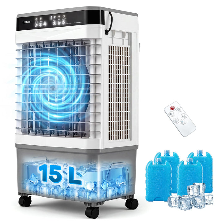 COSTWAY Luftkühler mit Wasserkühlung, mobile Klimaanlage ohne abluftschlauch leise, Kühlventilator m