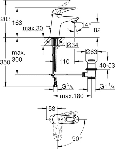 Grohe Eurostyle Einhand-Waschtischbatterie, Chrom, 23374003