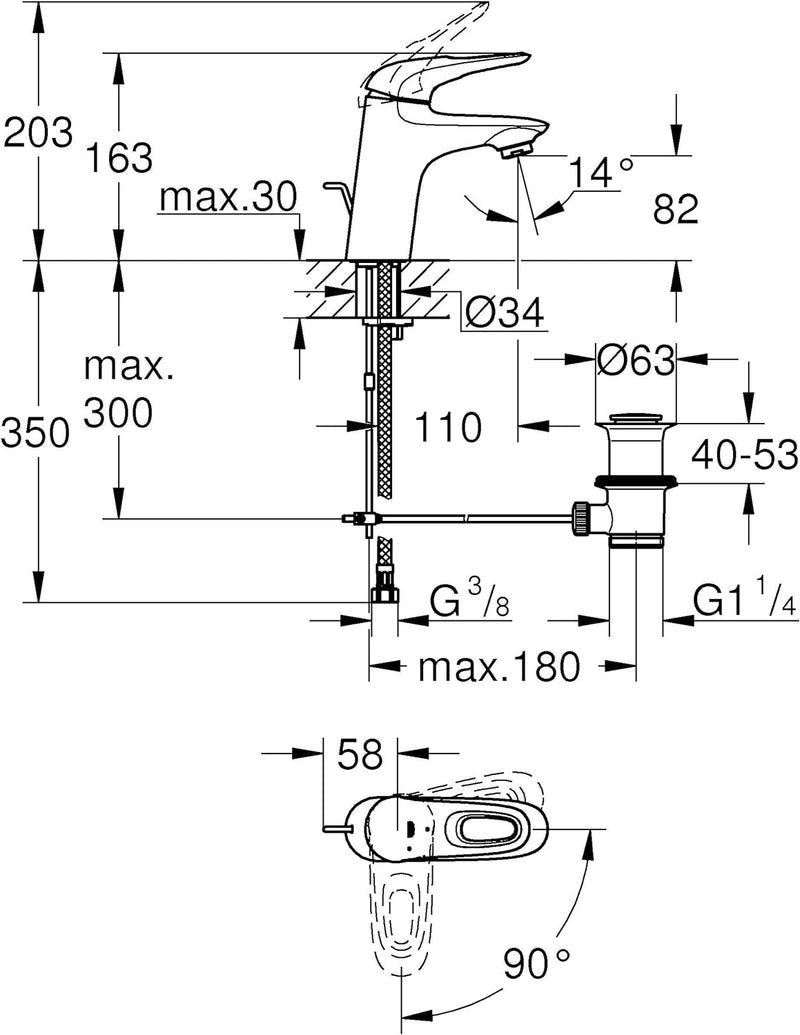 Grohe Eurostyle Einhand-Waschtischbatterie, Chrom, 23374003