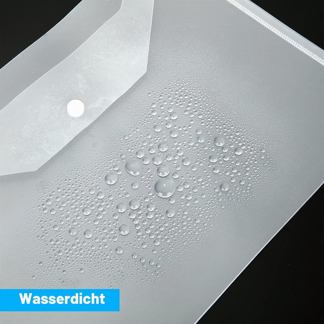 GOYADA 48 Stück Dokumententasche A4 Transparent, Dokumententasche mit Druckknopf aus Polypropylen, D