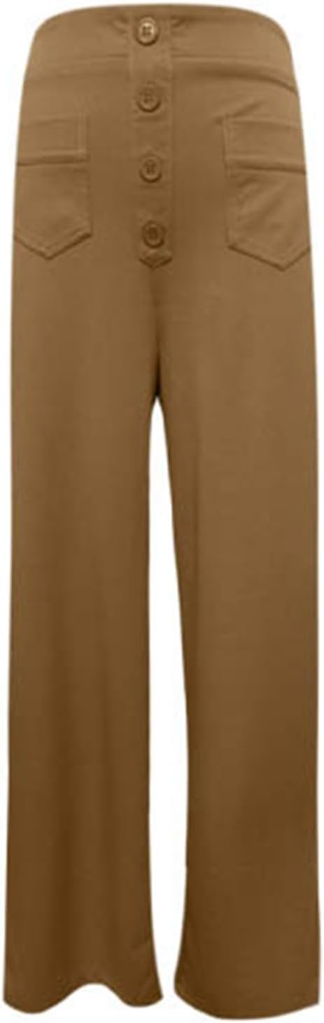 Hose Damen Langgrösse Arbeitshose für Damen, hohe elastische Taille, gerade Hose mit weitem Bein, Bu