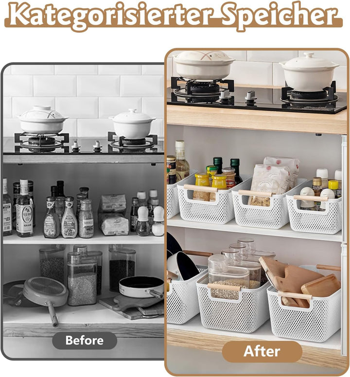 6 Stück Aufbewahrungsbox Weiss (3x Gross 35x22,5x16,2cm + 3x Mittel 30x20,4x14,2cm) - Boxen Aufbewah