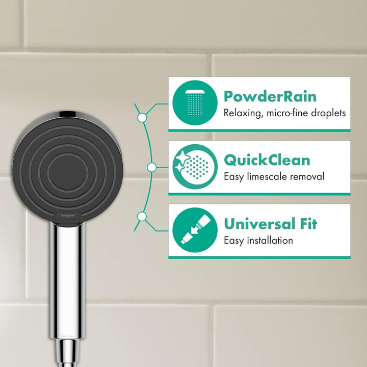 hansgrohe Duschkopf Pulsify S, Duschbrause 1 Strahlart, Antikalk-Funktion, Chrom, Kunststoff