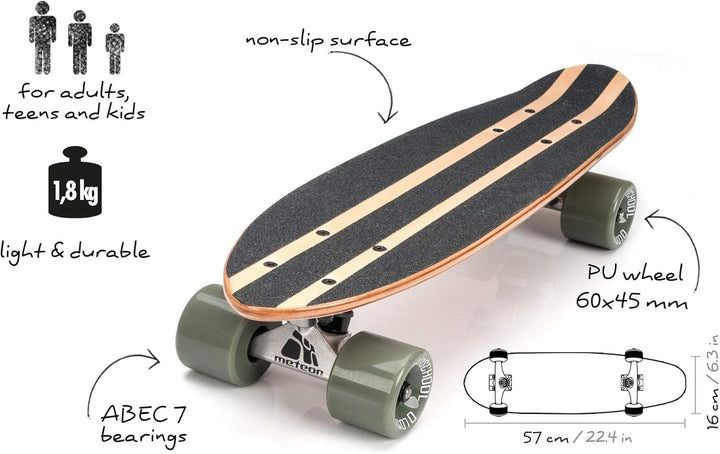 meteor Holz Skateboard Kinder - Mini Cruiser Kickboard - Skateboard mädchen Rollen Board - hohe Qual