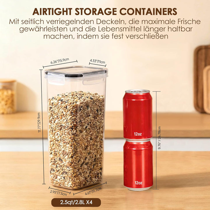 Vtopmart 2.8L Vorratsdosen Set, Müsli Schüttdose & Frischhaltedosen, BPA frei Kunststoff luftdicht,T