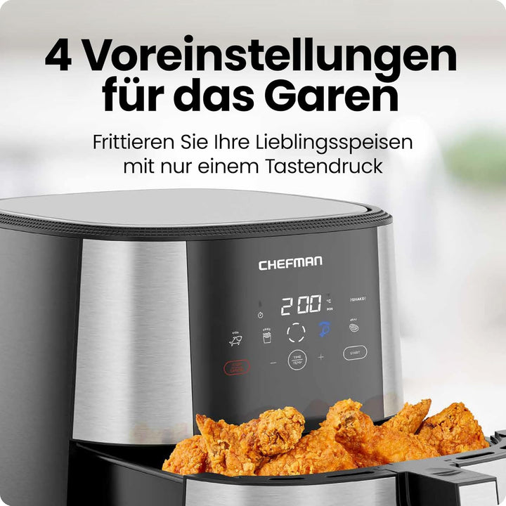 Chefman TurboFry Touch Heissluftfritteuse, XL 7.6-L Familiengrösse, One-Touch Digitale Voreinstellun