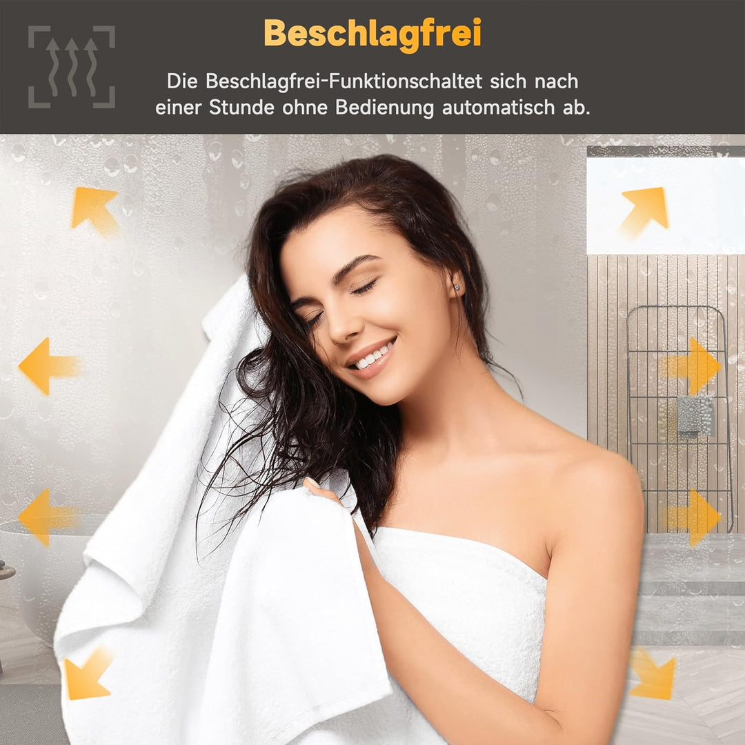 SONNI Badezimmerspiegel mit Beleuchtung 120x60 cm, LED Badspiegel mit Ablage 120cm, 3 einstellbare L