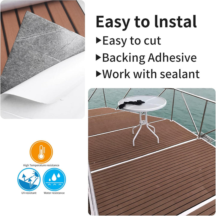 SenMore Eva Teak Selbstklebender Schaumboot Yachtboden rutschfeste Matte Marine Deckbeschläge für Bo