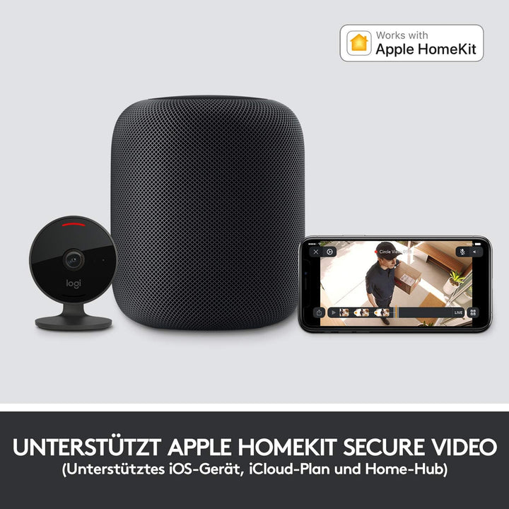 Logitech Circle View - wetterfeste kabelgebundene Überwachungskamera für zu Hause, 180° Weitwinkel,