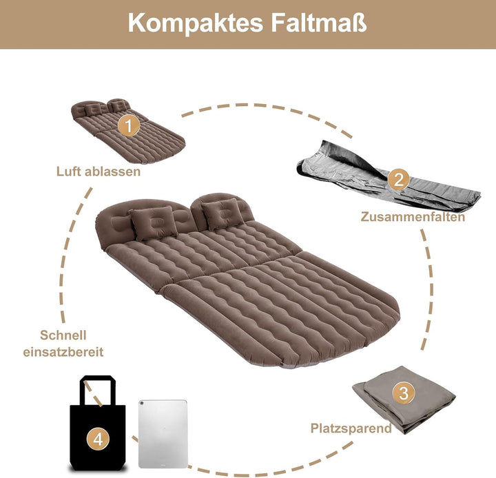 Auto Luftmatratze SUV Aufblasbare Matratze 190x125cm Beflocktes Luftbett Auto für Rücksitz & Kofferr