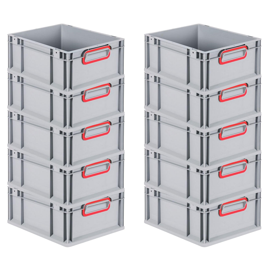 SuperSparSet 10x Eurobox NextGen Color | HxBxT 17x30x40cm | 16 Liter | Griffe rot geschlossen | Glat